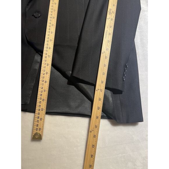 Vtg Austin Reed Mens 50L 43x29.5 Navy Blue Royal Cobalt Stripe Suit Virgin Wool - Picture 12 of 16